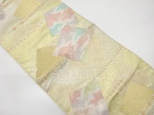 色紙に花唐草模様織出し袋帯